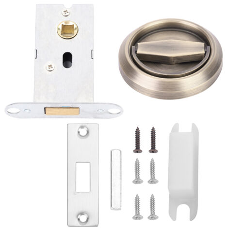 Serrure de porte en acier inoxydable avec poignée et anneau de traction pour porte de placard, tiroir ou armoire - Bronze