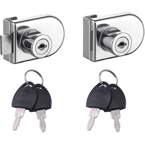 Serrure de porte en acier inoxydable pour armoire ou vitrine (lot de 2), pour porte vitrée d'armoire ou de vitrine.-AquaForge