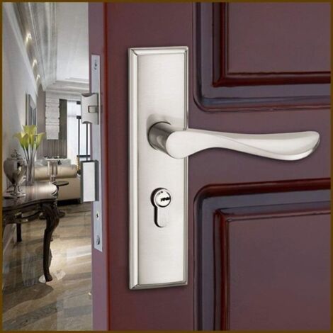 Serrure de porte en acier inoxydable serrure de poignée de porte de chambre salle de bain serrure de poignée de porte simple silencieuse