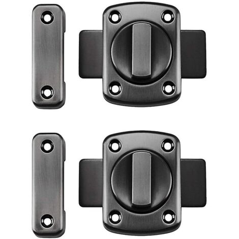 Serrure de porte en alliage de zinc avec pêne pivotant, lot de 2, pour la sécurité de la maison (salle de bain, chambre, toilettes), 6 vis incluses