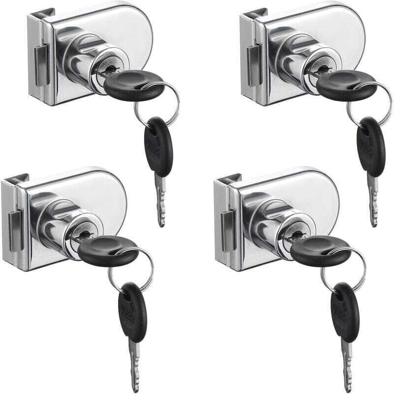Serrure de Porte en Verre, 4 pièces Serrures à Came, Verrouillage de Sécurité de la Vitrine de l'armoire de Porte en Verre pour Porte en Verre de 5-8