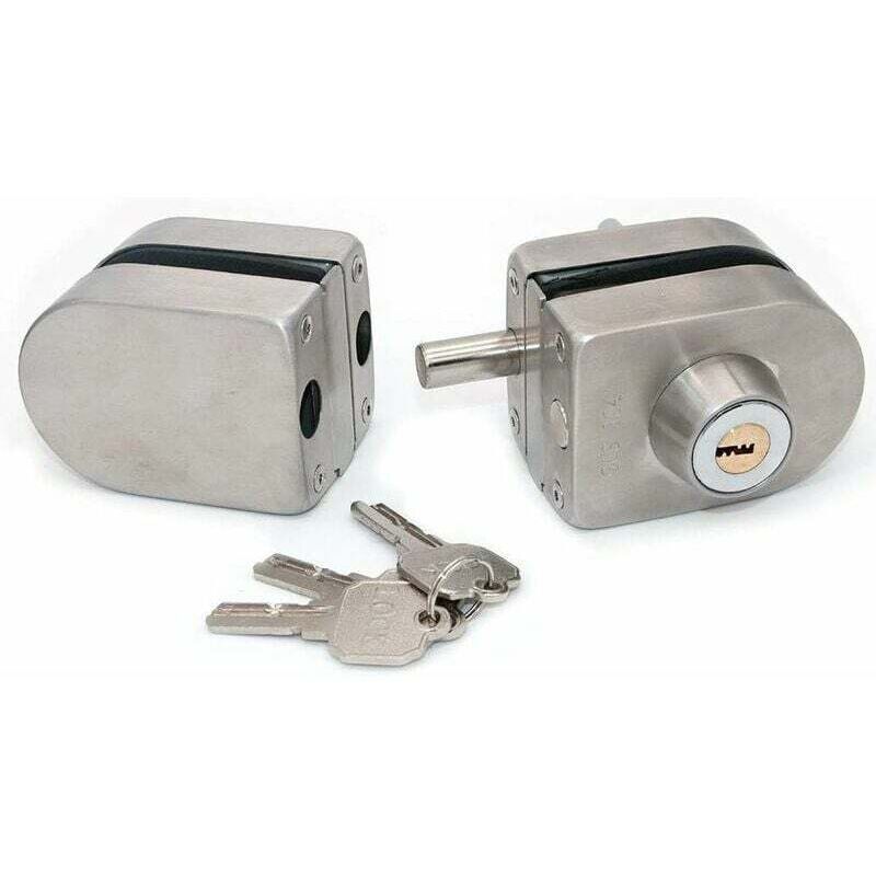 Serrure de porte en verre en acier inoxydable 304 avec 2 clés, serrure de porte en verre, serrure de sécurité, aucun perçage requis, convient à la