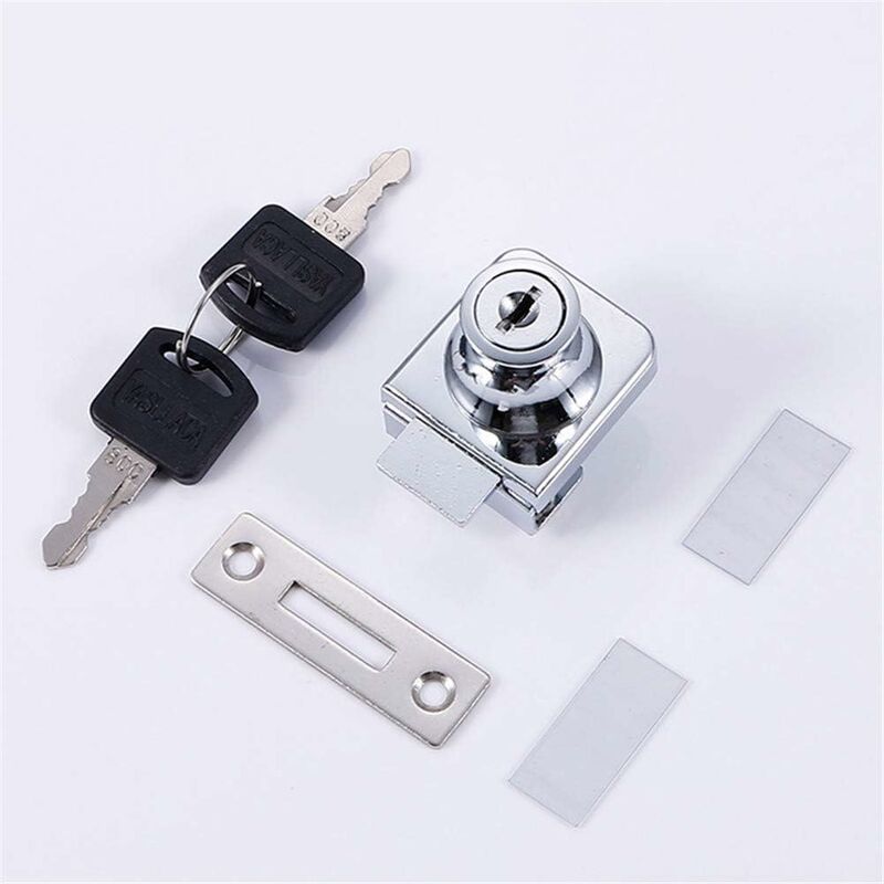 Serrure de porte en verre,Serrure en acier chromé,écran en verre de verrouillage,Serrure pour des portes en verre Serrure vitrine avec, pour la porte