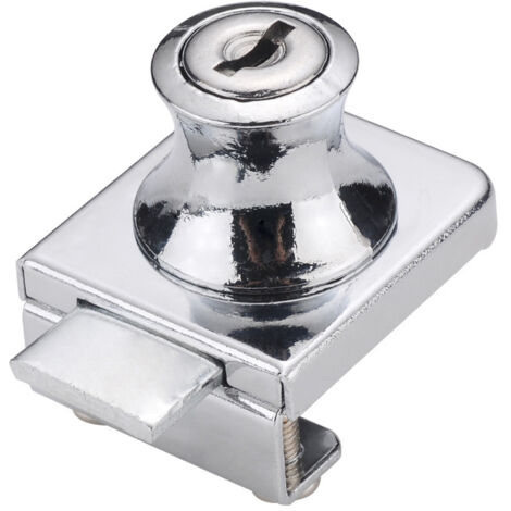 Serrure de porte en verre,Serrure en acier chromé,écran en verre de verrouillage,Serrure pour des portes en verre Serrure vitrine avec, pour la porte en verre de 5-8mm foret avec 2 clés