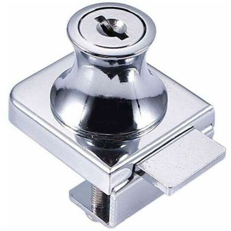 Serrure de porte en verre,Serrure en acier chromé,écran en verre de verrouillage,Serrure pour des portes en verre Serrure vitrine avec, pour la porte en verre de 5-8mm foret avec 2 clés