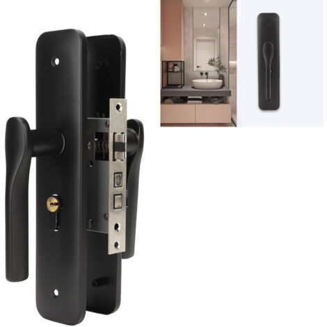Serrure de Porte Ensemble Anti-Oxydation Antidérapant en Acier Inoxydable pour Chambre et Salle de Bain - 24cm x 5,5cm x 6cm - 2 Poignées, 1 Corps, 1 Cylindre, 3 Clés, 7 Vis