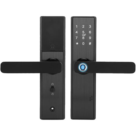 Serrure de porte intelligente à écran tactile WiFi, lecteur d'empreintes digitales et carte à puce avec clé mécanique pour Tuya