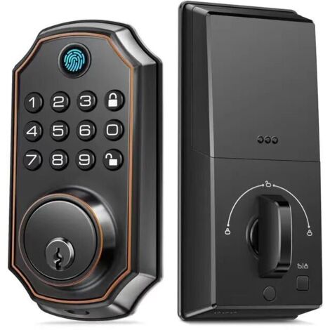 Serrure de porte intelligente, combinaison anti-espionnage 100 codes, verrouillage sans clé, verrouillage/déverrouillage automatique, installation facile, alarme de batterie faible noire, anti-espionn