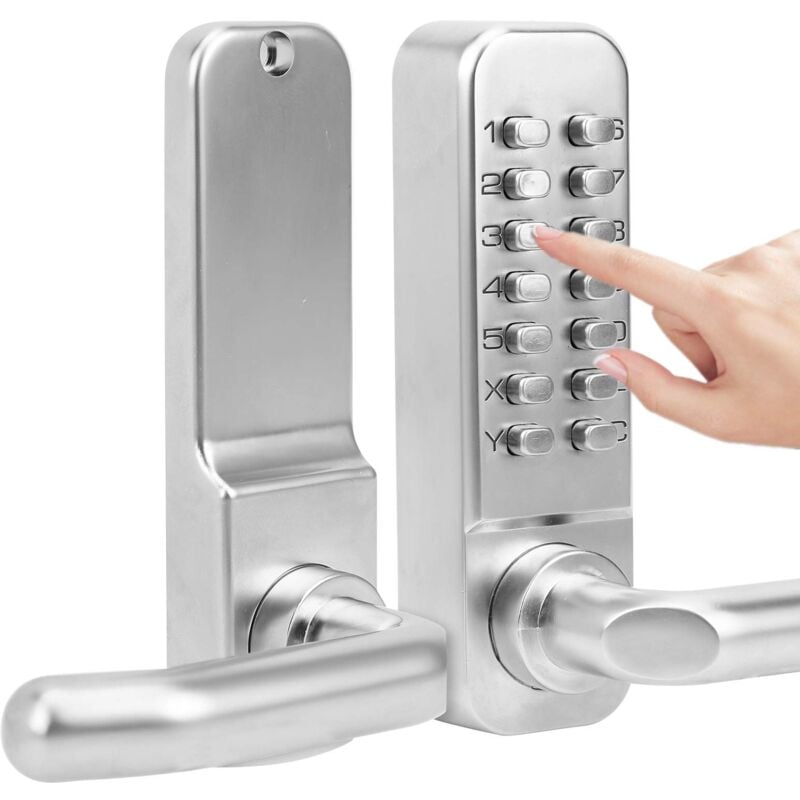 Serrure de porte mécanique Bouton poussoir Clavier à code numérique Verrou de porte d'entrée sans clé en alliage de zinc Serrure de poignée de porte