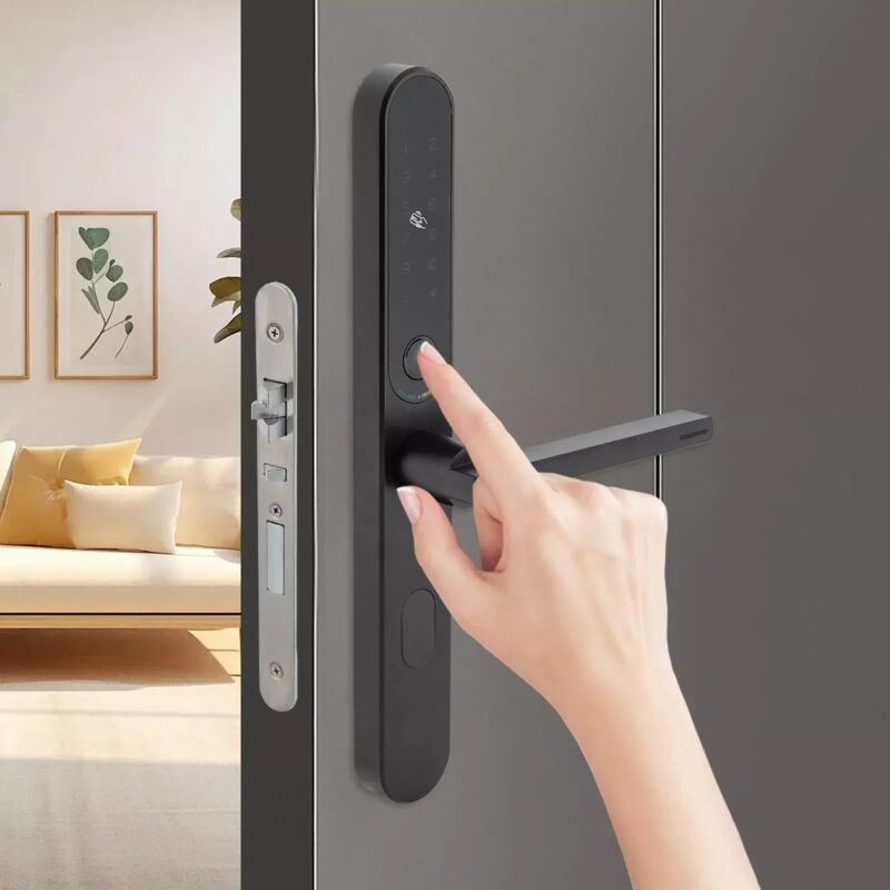 Serrure de porte mince à empreintes digitales, serrure de porte intelligente avec poignée, serrure de porte numérique, Empreinte Digitale, serrure