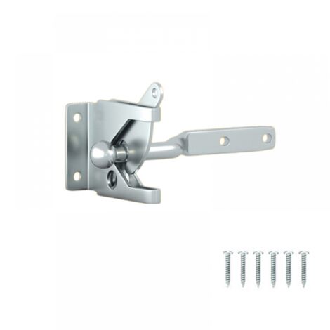 Serrure de porte, pêne autobloquant, pour clôtures en bois, jardins, abris de jardin, argent (116 mm)