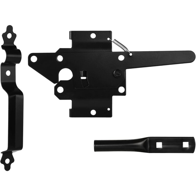 Serrure de porte pour clôture en bois, serrure de porte autobloquante robuste avec poignée pour serrure de sécurité de porte de piscine / jardin, kit