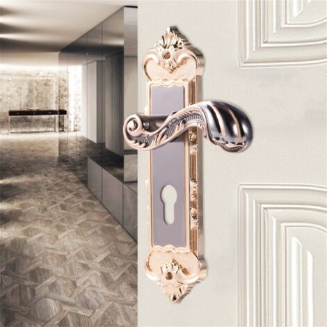 Serrure de porte rétro en alliage d'aluminium de style européen, serrure antivol pour porte de chambre à coucher