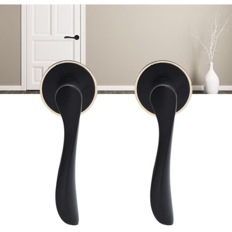 Serrure de porte silencieuse style européen pour chambre/salle de bain - Noir, en aluminium spatial, avec cylindre et 3 clefs