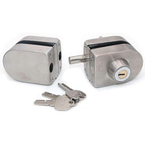Serrure de porte vitrée, serrure de sécurité, serrure en acier inoxydable 304 avec 2 clés, sans perçage, convient pour la maison, l'hôtel, la salle de bain, la vitrine d'un magasin (ShiKai)-AquaForge