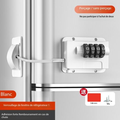 Serrure de réfrigérateur - Sécurité bébé, installation sans perçage, serrure de sécurité enfant ABS robuste pour réfrigérateur, congélateur, armoire, lave-vaisselle, serrure à combinaison à 3 chiffres