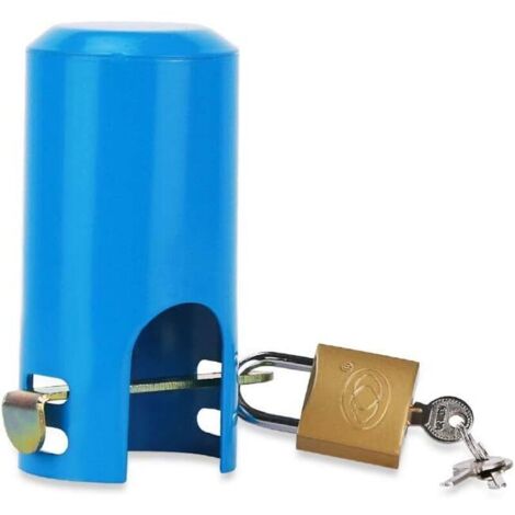 Serrure de robinet de tuyau d'extérieur/jardin/cuisine en métal sécurité enfant antivol couvercle de robinet couvercle de protection de robinet style A (bleu)