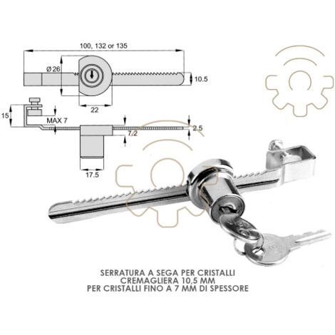 Serrure de scie pour porte-cristaux Cristaux de 10,5 mm d&39A paisseur jusqu&39A  7 mm Serrures en verre de cristal