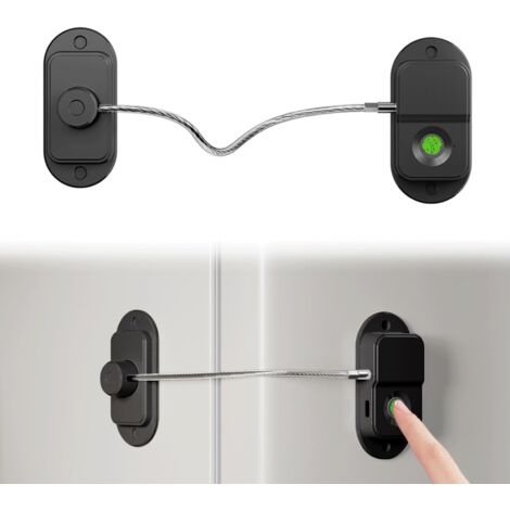 Serrure de Sécurité à Empreintes Digitales, Cadenas Frigo Limiteur D'ouverture de Fenêtre Verrou de Fenêtre à Empreinte Digitale Auto-Adhésif, pour Porte, Armoire, Réfrigérateur (Noir)