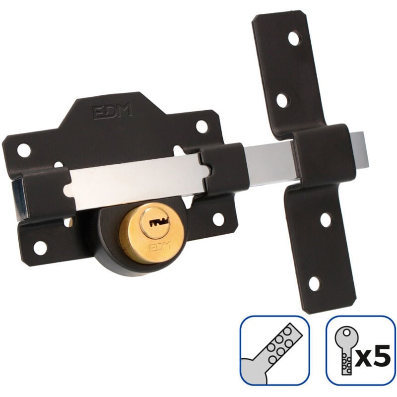 Boulon de sécurité noir avec 5 clés 85192