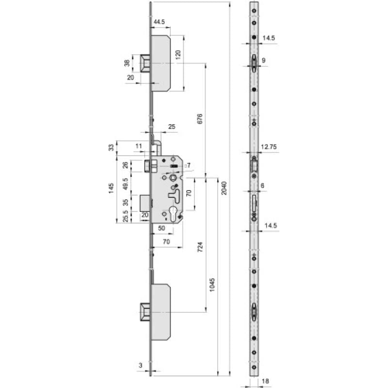 Serrure de sûreté 3 points Type Amazone à pênes rectangulaires A2P - métalux