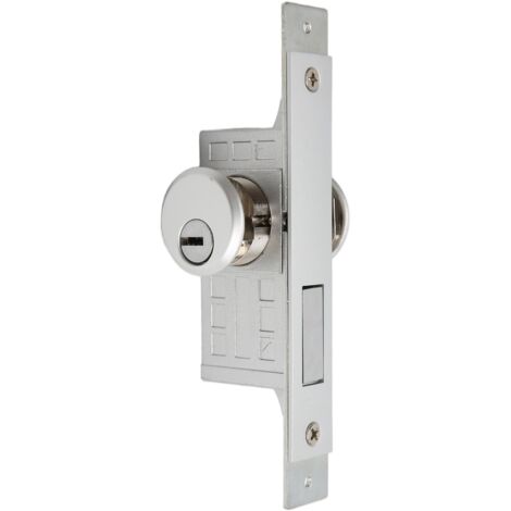 Serrure de sûreté à encastrer pour porte vitrine, pose simplifiée et résistance accrue au cambriolage, livrée avec 3 clés.