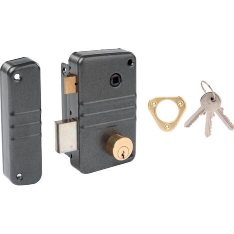 Serrure de sureté verticale fouillot CITY - ISEO Noir 74 mm  Gauche  Vertical           45                                                      A Tirage          132 mm  74 mm                         