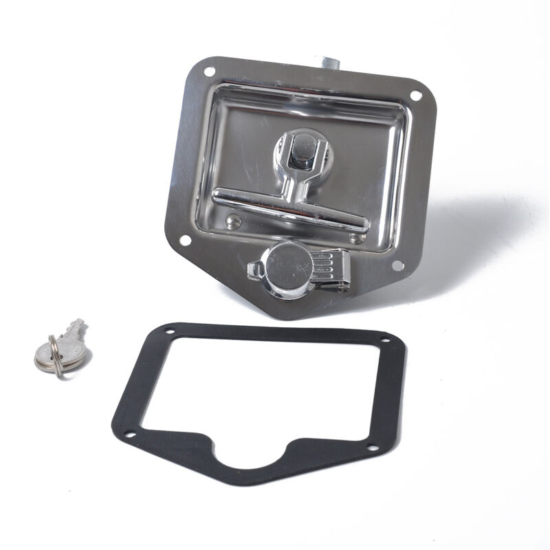 Rwoythk - Serrure à poignée en t, 12,4 x 12,1 cm (4,9 x 4,8 pouces), pliable, en acier inoxydable, pour boîte à outils, kit de clés, pour caravane,