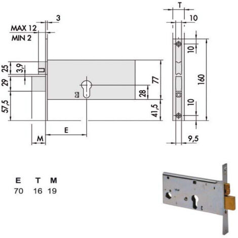 Serrure d'insertion de bandes All 44370-70-0 Cisa