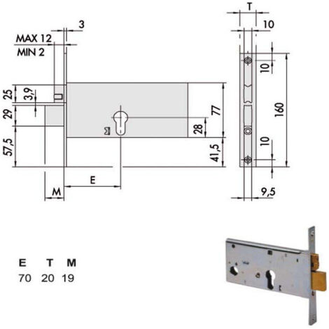 Serrure d'insertion de bandes All 44371-70-0 Cisa