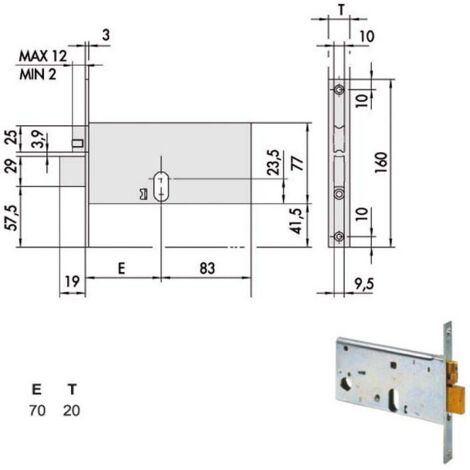 Serrure d'insertion de bandes All 44471-70-0 Cisa