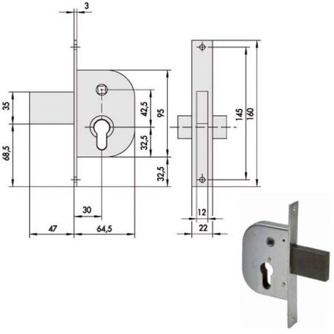 Serrure d'insertion en fer 42212-30-0 Cisa