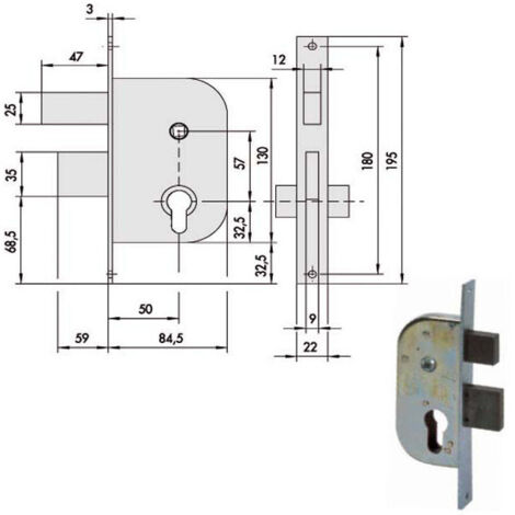 Serrure d'insertion en fer 42512-50-0 Cisa