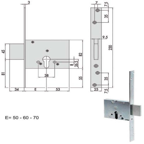 Serrure d'insertion en fer 56010-60-0 Cisa