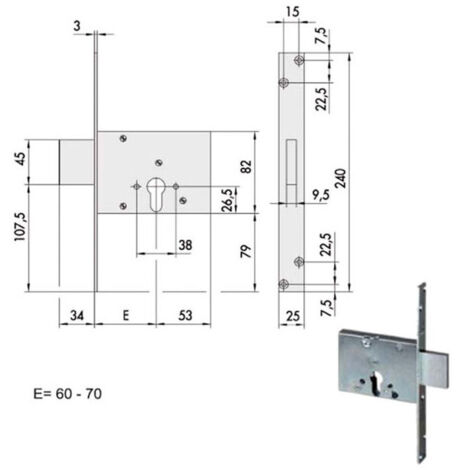 Serrure d'insertion en fer 56013-70-0 Cisa