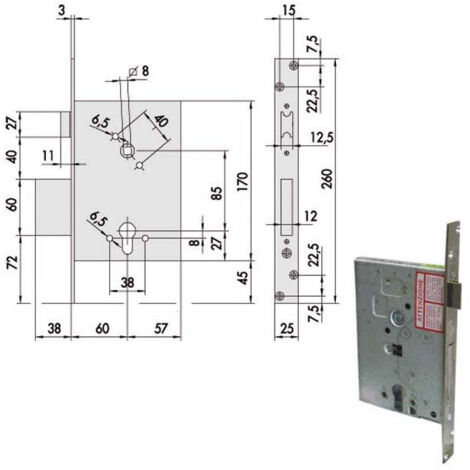 Serrure d'insertion en fer 56250-60-0 Cisa