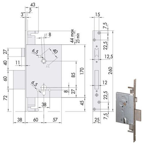 Serrure d'insertion en fer 56255-60-0 Cisa