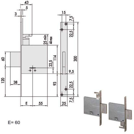 Serrure d'insertion en fer 57020-60-0 Cisa