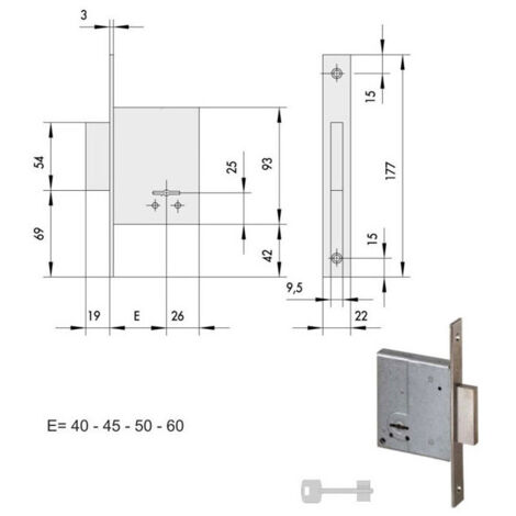 Serrure d'insertion en fer 57220-60-0 Cisa