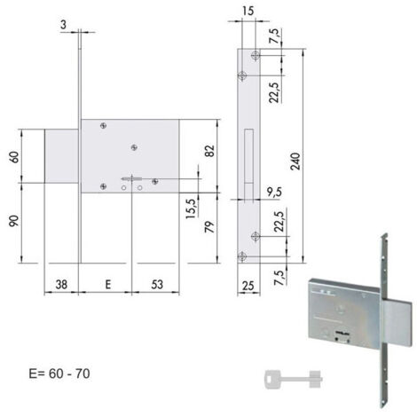 Serrure d'insertion en fer Ka 57013-62-0 Cisa