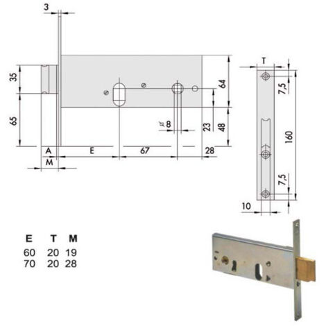 Serrure d'insertion pour bandes All 44156-60-0 Cisa