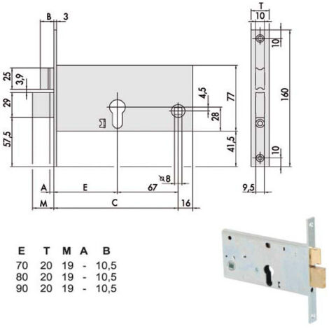 Serrure d'insertion pour bandes All 44361-80-0 Cisa