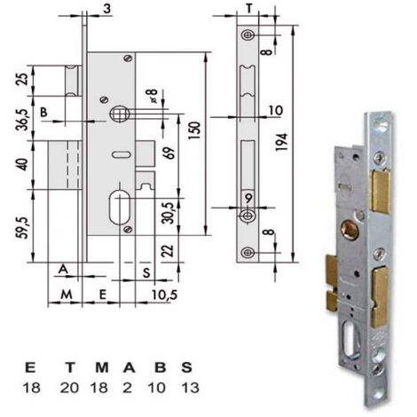 Serrure d'insertion pour montants All 44226-18-0 Cisa