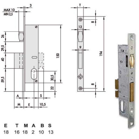 Serrure d'insertion pour montants All 44235-18-0 Cisa
