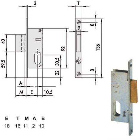 Serrure d'insertion pour montants All 44240-18-0 Cisa