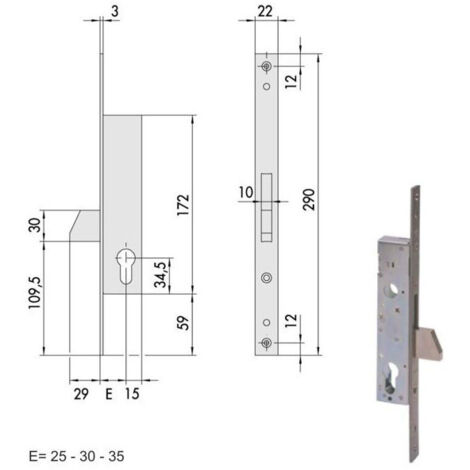 Serrure d'insertion pour montants All 46210-25-0 Cisa
