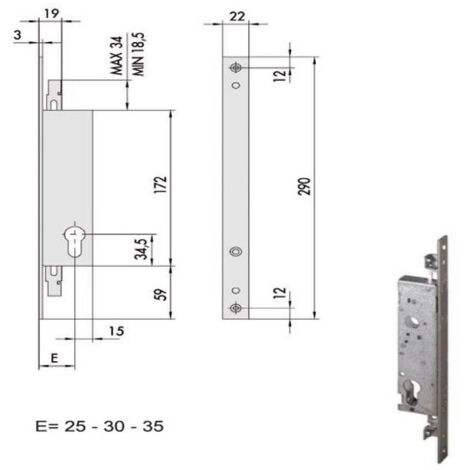Serrure d'insertion pour montants All 46270-35-0 Cisa