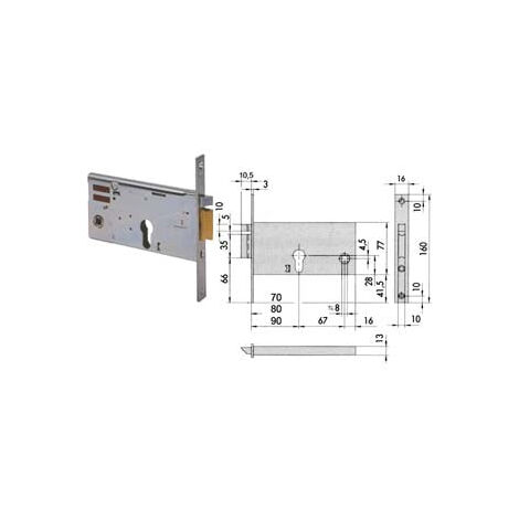 Serrure électrique à mortaise pour bandes 77mm H 14350 - 70mm (14350700)