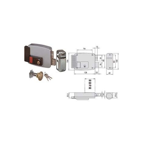 Serrure électrique pour portes en bois avec bouton interne 2 coups 11670 - mm.50 droite (11670501)