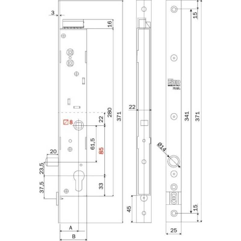 Serrure électrique type Thésis à pêne piston axe à 35 mm sans fouillot à rupture Iseo City